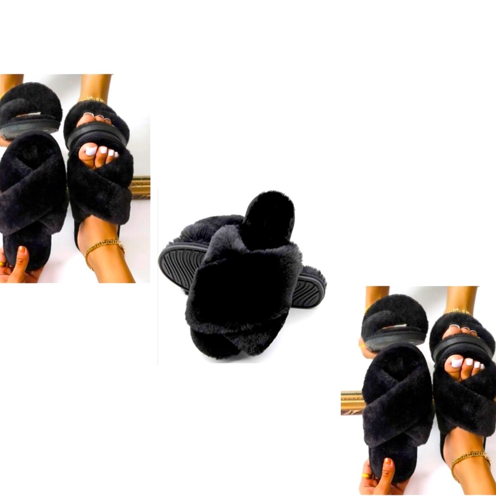 FamiPort Cross Band Slippers Women Color Black M 7-85